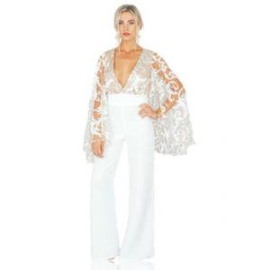 White Plunge Neck Jumpsuit NWT size XS